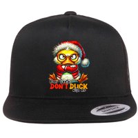 Dear Santa Dont Duck With Me Funny Sarcastic Grumpy Duck Christmas Flatbill Hat