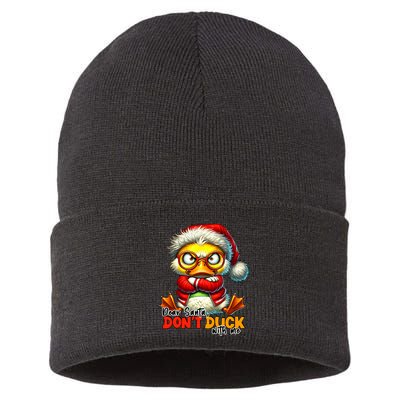 Dear Santa Dont Duck With Me Funny Sarcastic Grumpy Duck Christmas Sustainable Knit Beanie