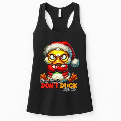 Dear Santa Dont Duck With Me Funny Sarcastic Grumpy Duck Christmas Womens Tank Top