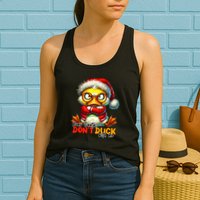 Dear Santa Dont Duck With Me Funny Sarcastic Grumpy Duck Christmas Womens Tank Top