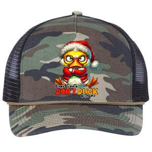 Dear Santa Dont Duck With Me Funny Sarcastic Grumpy Duck Christmas Retro Rope Trucker Hat Cap