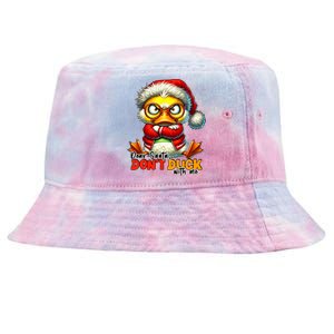 Dear Santa Dont Duck With Me Funny Sarcastic Grumpy Duck Christmas Tie-Dyed Bucket Hat