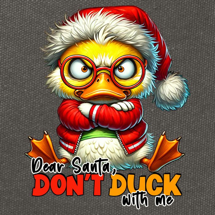 Dear Santa Dont Duck With Me Funny Sarcastic Grumpy Duck Christmas Cotton Canvas Backpack
