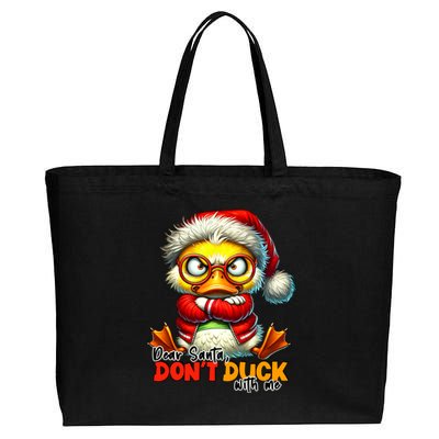 Dear Santa Dont Duck With Me Funny Sarcastic Grumpy Duck Christmas Cotton Canvas Jumbo Tote