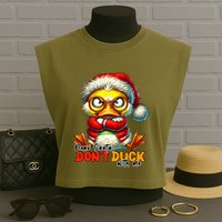 Dear Santa Dont Duck With Me Funny Sarcastic Grumpy Duck Christmas Garment-Dyed Women's Muscle Tee