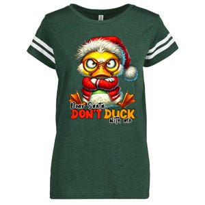 Dear Santa Dont Duck With Me Funny Sarcastic Grumpy Duck Christmas Enza Ladies Jersey Football T-Shirt