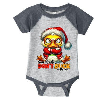 Dear Santa Dont Duck With Me Funny Sarcastic Grumpy Duck Christmas Infant Baby Jersey Bodysuit