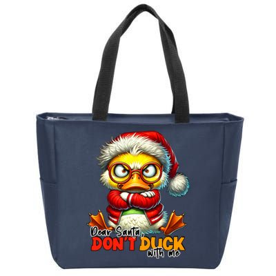 Dear Santa Dont Duck With Me Funny Sarcastic Grumpy Duck Christmas Zip Tote Bag