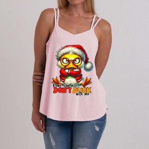 Dear Santa Dont Duck With Me Funny Sarcastic Grumpy Duck Christmas Women's Strappy Tank