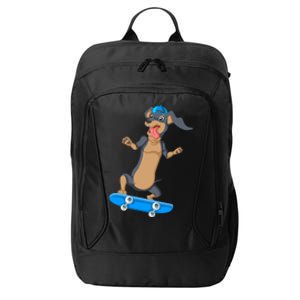 Dachshund Skateboarding City Backpack