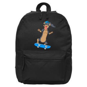 Dachshund Skateboarding 16 in Basic Backpack