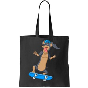 Dachshund Skateboarding Tote Bag