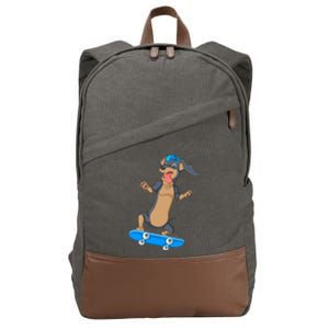 Dachshund Skateboarding Cotton Canvas Backpack