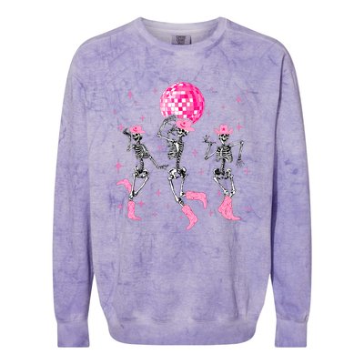 Dancing Skeleton Disco Cowgirl Cowboy Skeleton Colorblast Crewneck Sweatshirt