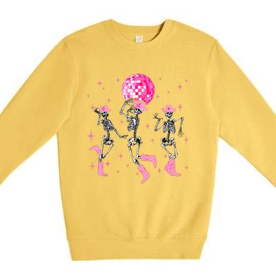 Dancing Skeleton Disco Cowgirl Cowboy Skeleton Premium Crewneck Sweatshirt