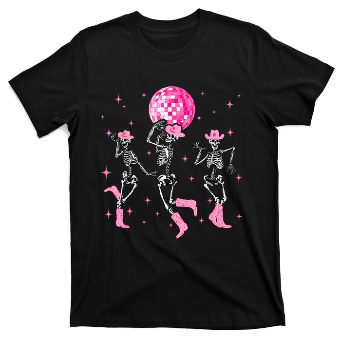 Dancing Skeleton Disco Cowgirl Cowboy Skeleton T-Shirt