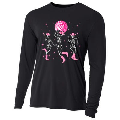 Dancing Skeleton Disco Cowgirl Cowboy Skeleton Cooling Performance Long Sleeve Crew