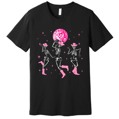 Dancing Skeleton Disco Cowgirl Cowboy Skeleton Premium T-Shirt