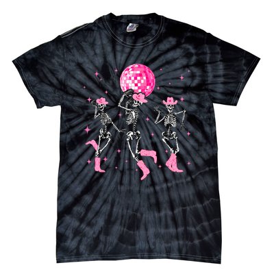 Dancing Skeleton Disco Cowgirl Cowboy Skeleton Tie-Dye T-Shirt