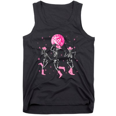 Dancing Skeleton Disco Cowgirl Cowboy Skeleton Tank Top