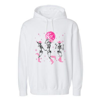 Dancing Skeleton Disco Cowgirl Cowboy Skeleton Garment-Dyed Fleece Hoodie