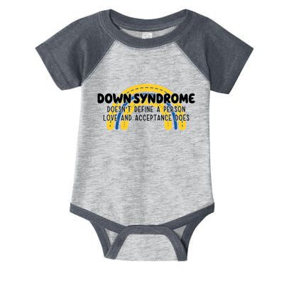 Down Syndrome Doesnt Define A Person Love And Acceptance Does Infant Baby Jersey Bodysuit
