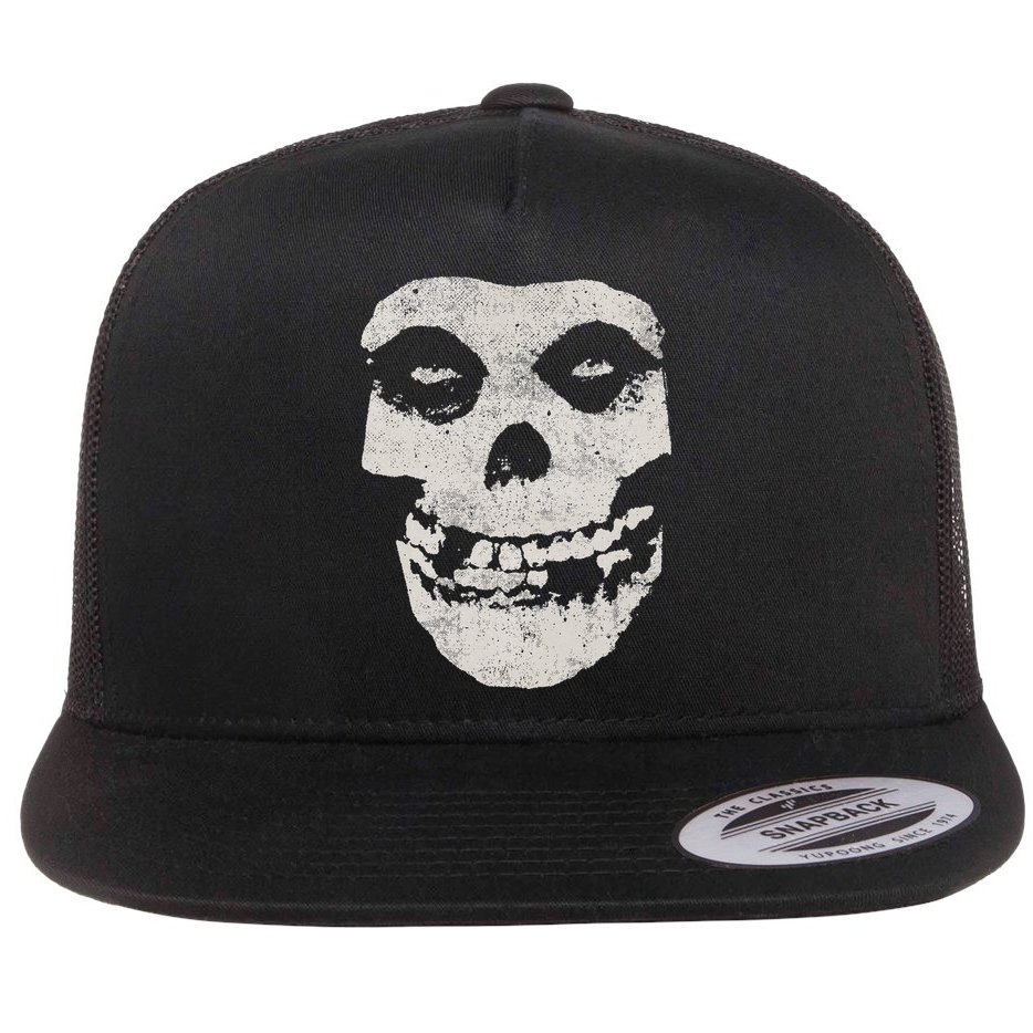Distressed Skull Flat Bill Trucker Hat