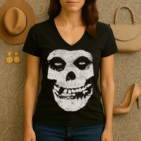 Distressed Skull Women's V-Neck T-Shirt