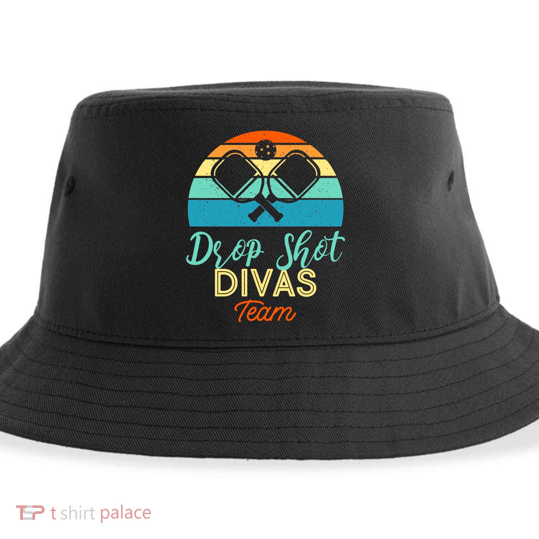 Drop Shot Divas Funny Pickleball Team Cool Gift Sustainable Bucket Hat