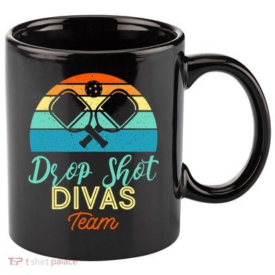 Drop Shot Divas Funny Pickleball Team Cool Gift 11oz C Handle Ceramic Mug