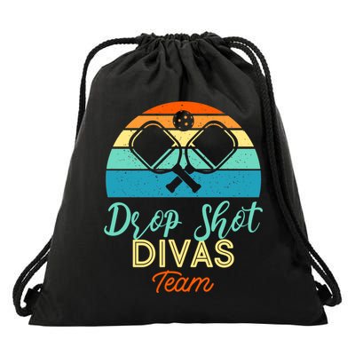 Drop Shot Divas Funny Pickleball Team Cool Gift Drawstring Bag
