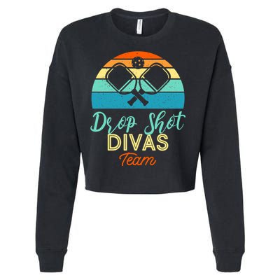 Drop Shot Divas Funny Pickleball Team Cool Gift Cropped Pullover Crew