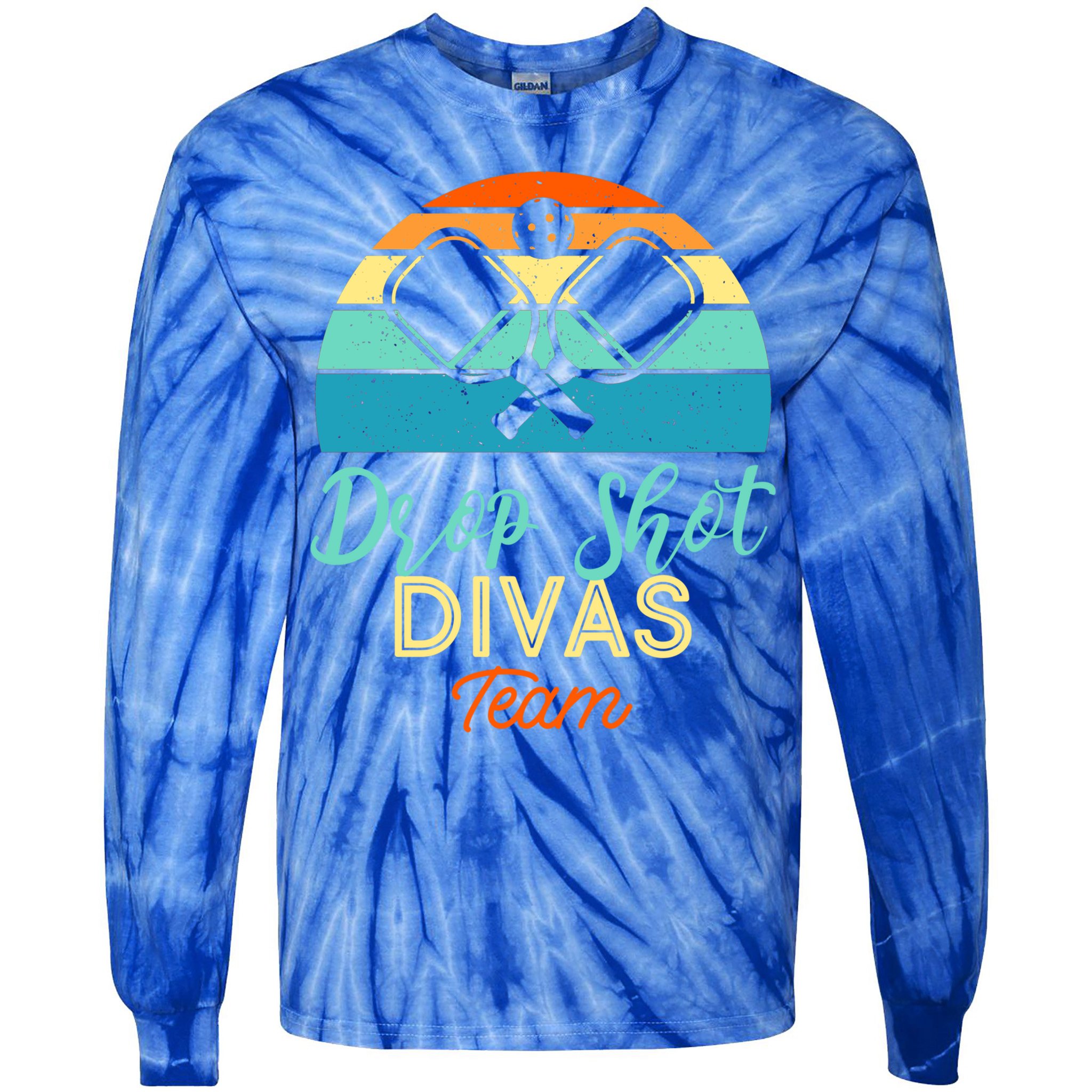 Drop Shot Divas Funny Pickleball Team Cool Gift Tie-Dye Long Sleeve Shirt