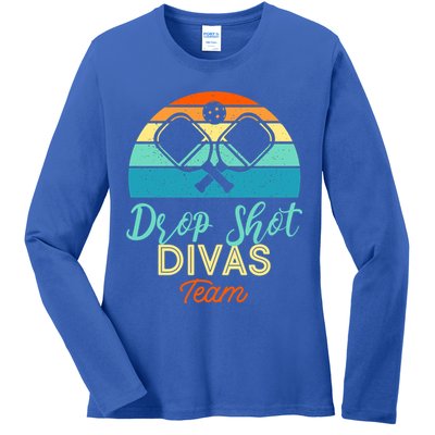 Drop Shot Divas Funny Pickleball Team Cool Gift Ladies Long Sleeve Shirt