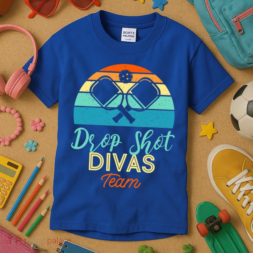 Drop Shot Divas Funny Pickleball Team Cool Gift Kids T-Shirt