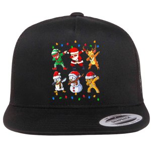 Dabbing Santa Elf Friends Christmas Funny Xmas Dab Flat Bill Trucker Hat