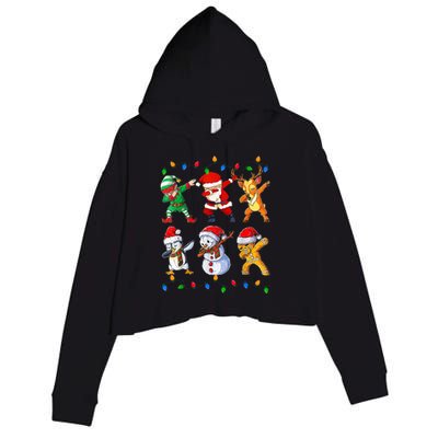 Dabbing Santa Elf Friends Christmas Funny Xmas Dab Crop Fleece Hoodie