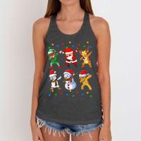 Dabbing Santa Elf Friends Christmas Funny Xmas Dab Women's Knotted Racerback Tank