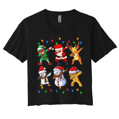 Dabbing Santa Elf Friends Christmas Funny Xmas Dab Women's Crop Top Tee