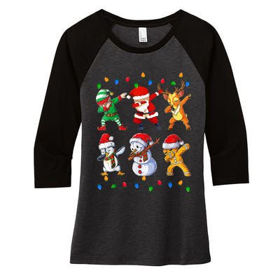 Dabbing Santa Elf Friends Christmas Funny Xmas Dab Women's Tri-Blend 3/4-Sleeve Raglan Shirt