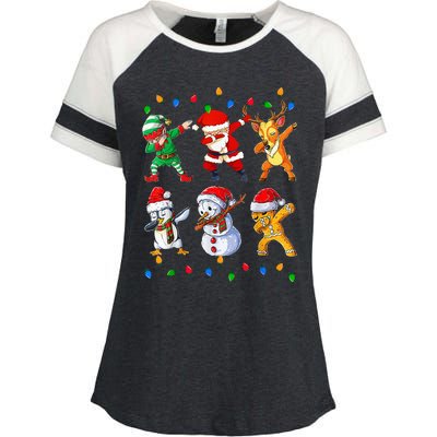 Dabbing Santa Elf Friends Christmas Funny Xmas Dab Enza Ladies Jersey Colorblock Tee