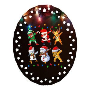 Dabbing Santa Elf Friends Christmas Funny Xmas Dab Ceramic Oval Ornament