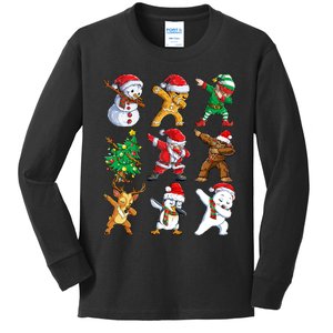 Dabbing Santa Elf Friends Christmas Kids Long Sleeve Shirt