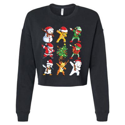 Dabbing Santa Elf Friends Christmas Xmas Dab Cropped Pullover Crew