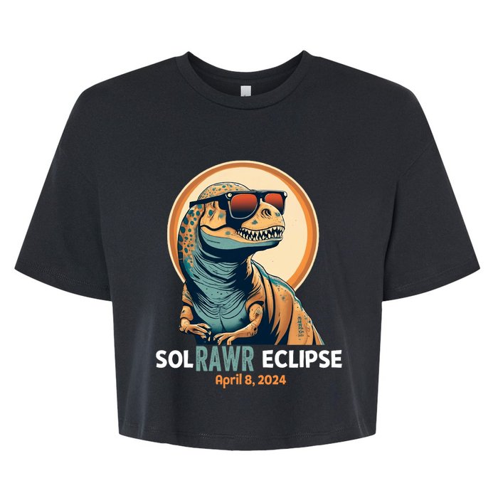 Dinosaur Solar Eclipse April 8 2024 Eclipse Trex Bella+Canvas Jersey Crop Tee