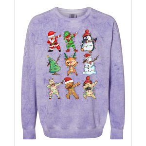 Dabbing Santa Elf Friends Christmas Colorblast Crewneck Sweatshirt