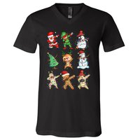 Dabbing Santa Elf Friends Christmas V-Neck T-Shirt