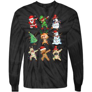 Dabbing Santa Elf Friends Christmas Tie-Dye Long Sleeve Shirt