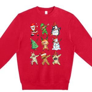 Dabbing Santa Elf Friends Christmas Premium Crewneck Sweatshirt