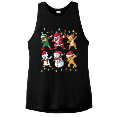 Dabbing Santa Elf Friends Christmas Xmas Dab Ladies PosiCharge Tri-Blend Wicking Tank